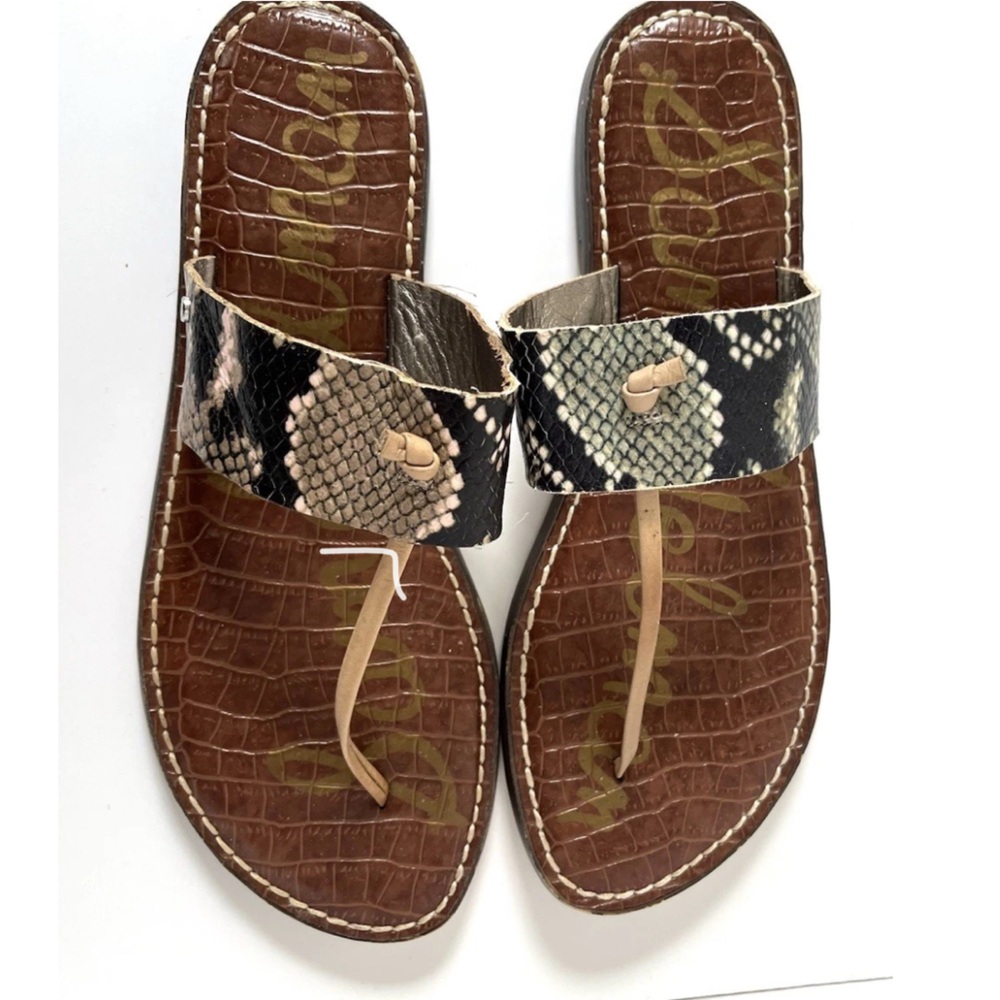 Sam Edelman Gus Black and Brown Snakeskin pattern Sandals leather size 7 1/2